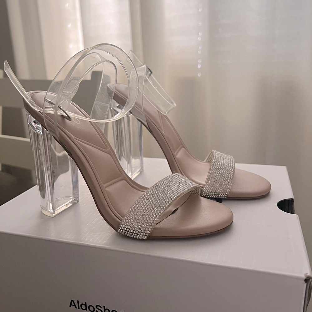 Aldo Clear Block Heel Size 5